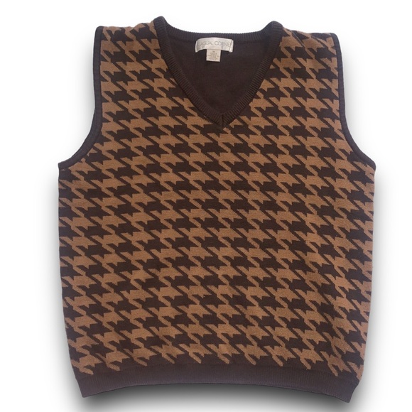 v i n t a g e :: Preppy Houndstooth Sleeveless Knit Sweater Vest Top - Picture 5 of 11